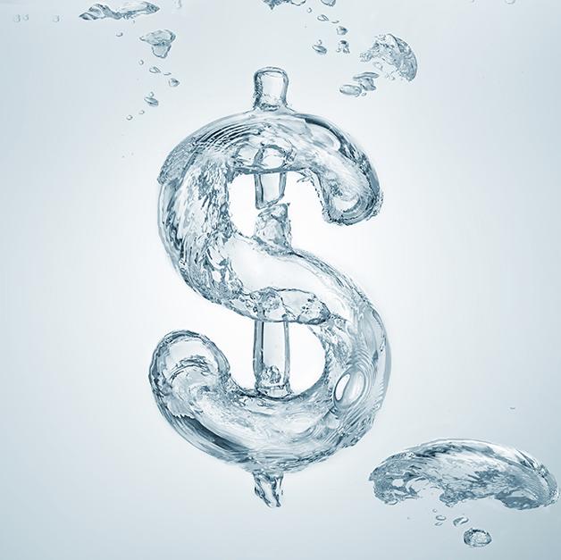 water shaped as dollar symbol