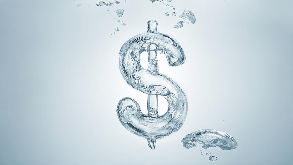 water shaped as dollar symbol