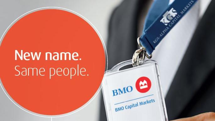 Advertisement announcing that KGS-Alpha is now officially part of BMO Capital Markets.